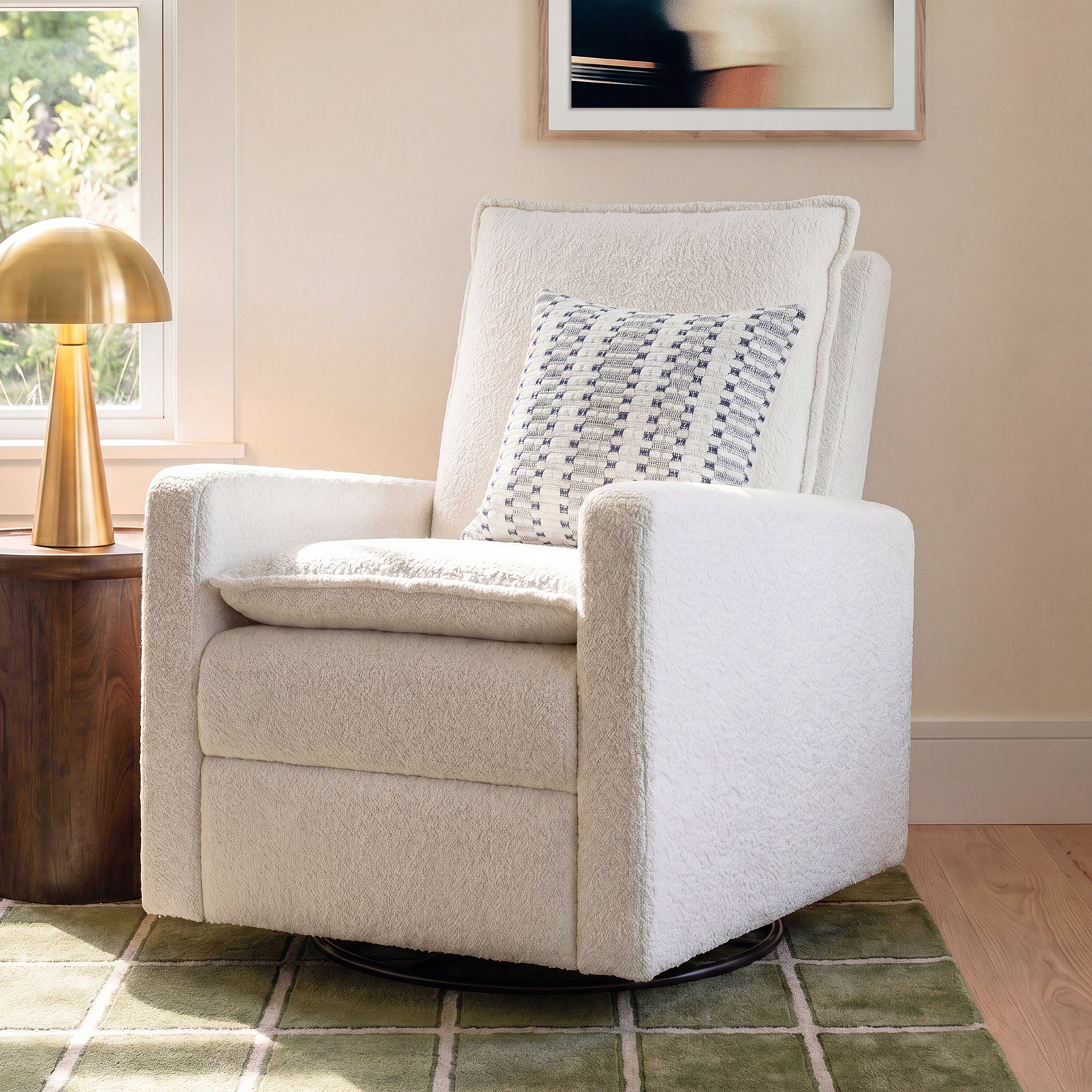 Uptown Swivel Glider, Boucle White