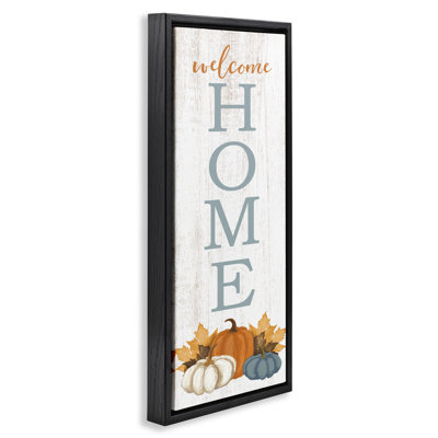 Welcome Pumpkins & Maple Leaves Floating Frame, design by Dogwood Portfolio
