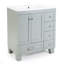 Meuble-lavabo bleu gris 30 po avec lavabo en céramique - Tiroirs à fermeture en douceur, structure en bois massif, rangement multi-organisateur, 76 x 47 x 85 cm-530126417-530126418