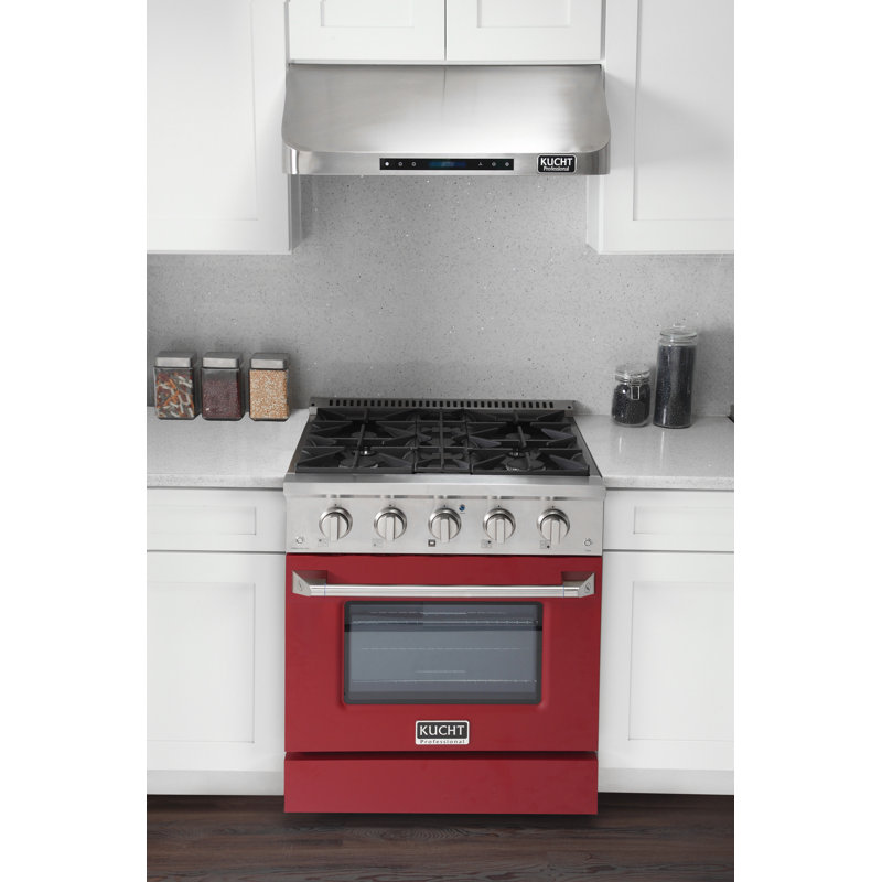 Kucht 30'' W Free Standing Range, Red, Natural Gas