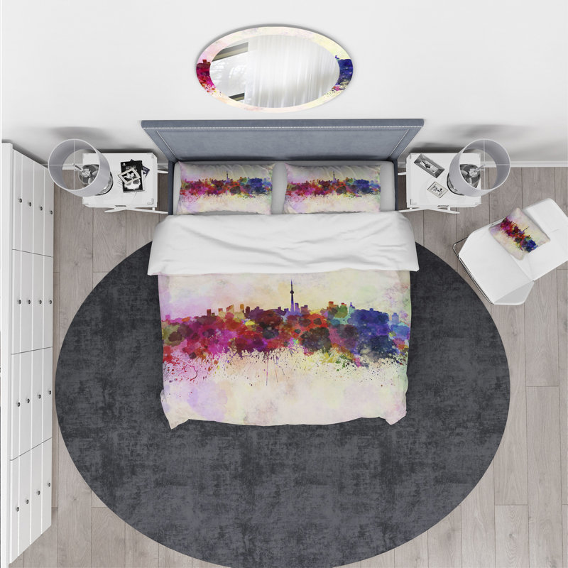 Ensemble de housse de couette horizon designart toronto, Housse de couette très grand + 2 taies décoratives