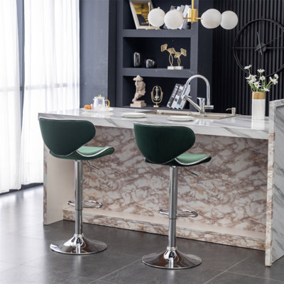 Tabouret de bar pivotant rembourré en velours Masaccio, ensemble de 2