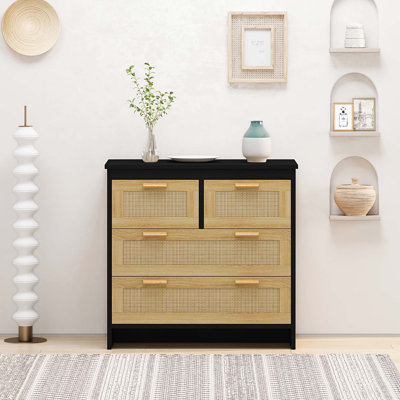 Armoire de rangement en rotin à 4 tiroirs Marley 