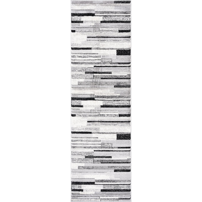 Jason Contemporary High-Low Abstract Gray Indoor Area Rug, Runner 2'3" x 7'3"