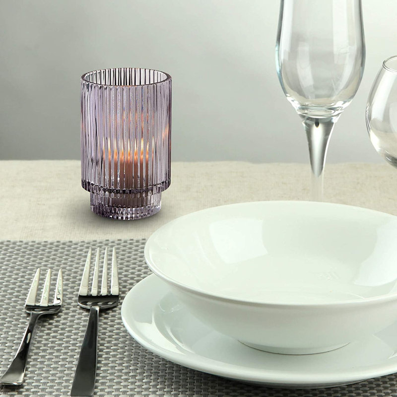 Tabletop Votive Holder Set, Smoke Gray, 24, 5" H x 3.5" W x 3.5" D