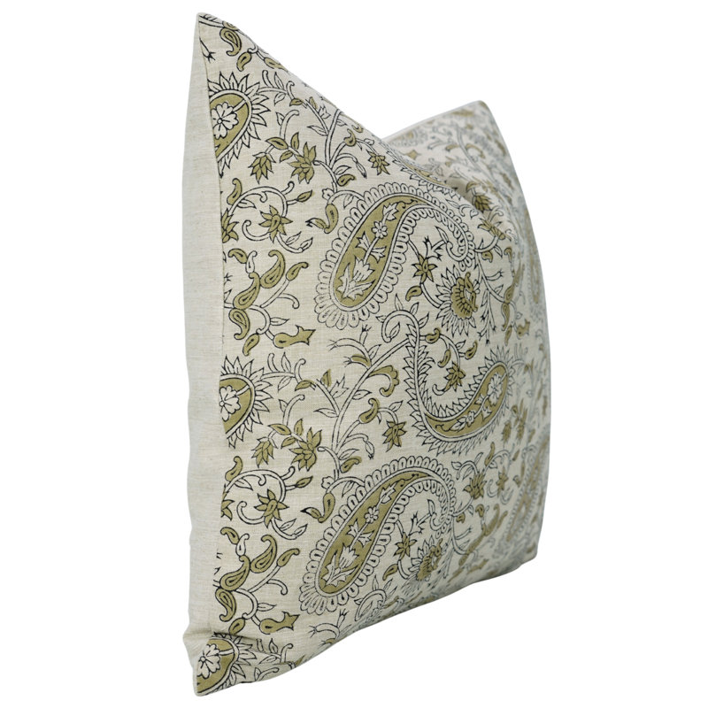 Housse de coussin Fab divine - taie d'oreiller artisanale à imprimé bloc, Kiara, vert, Rectangle H 36 po x l 14 po