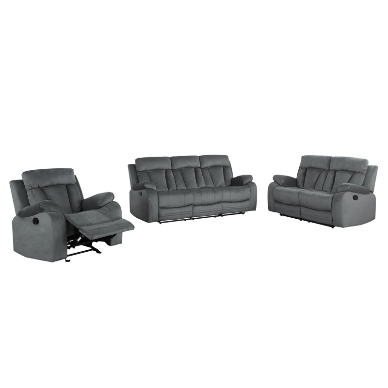 Ensemble de salon inclinable 3 pièces Ullery, gris