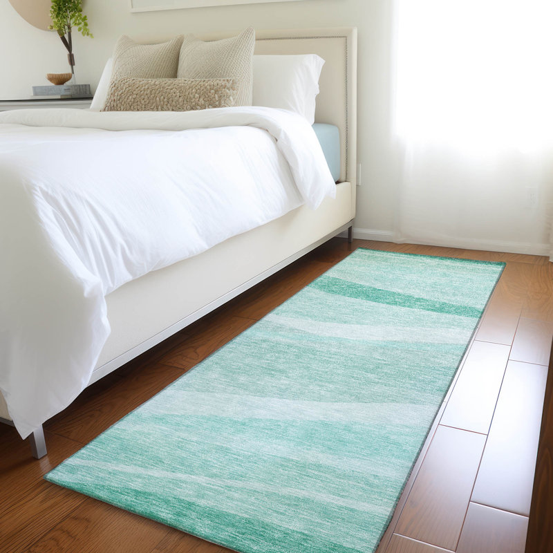 Florence Teal Washable Indoor-Outdoor Rug - , 2'3" x 7'6"