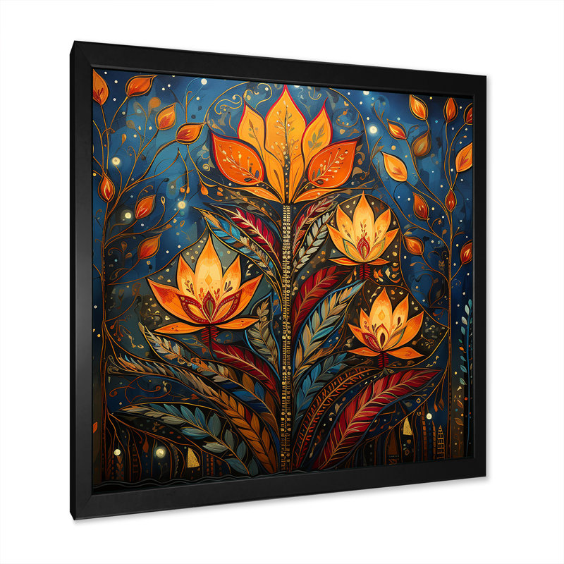 Judaïsme jaune, fête des lumières, Hanoukka, joie - art mural Judaïsme, Cadre simple noir, H 16 po x l 16 po x P 1 po