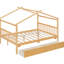 Lit plateforme double pleine grandeur, tiroirs pour le rangement des vêtements, bois de pin, têtes de lit en bois avec tiroirs, conception imaginative, pieds robustes, sommeil confortable-130093405-130093408