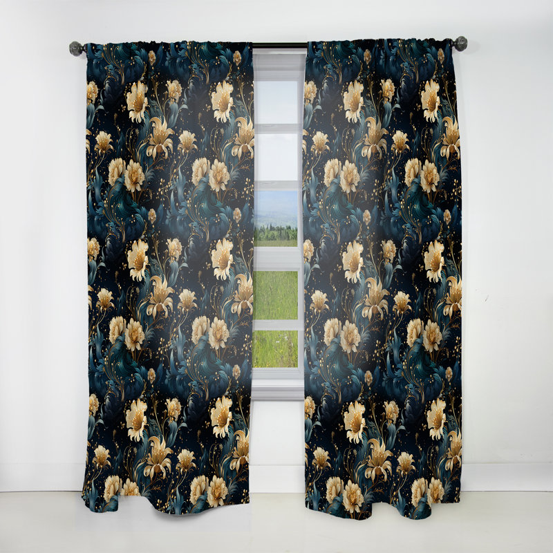 Celestial Blue Damask Mirage Em - Rideau damassé - Rideau damas obscurcissant - 1 panneaux, L 52 po x L 90 po