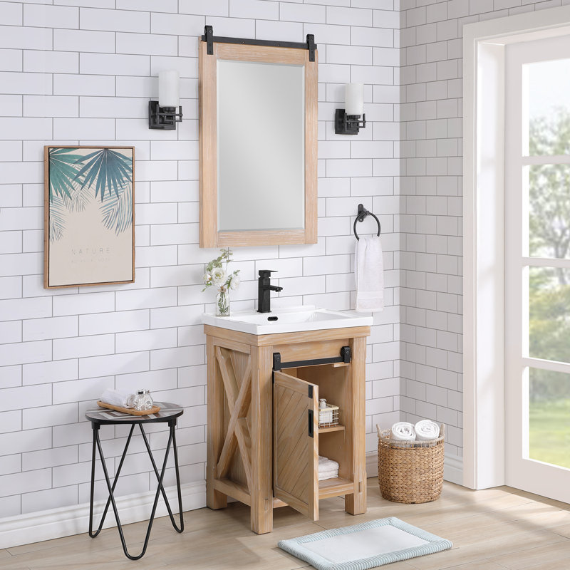 Ensemble de meuble-lavabo simple 24 po Kataleyah, Pin patiné