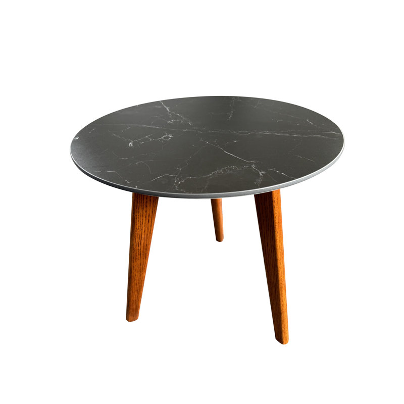Table de bout à trois pieds Karyssa, Bois foncé, Noir