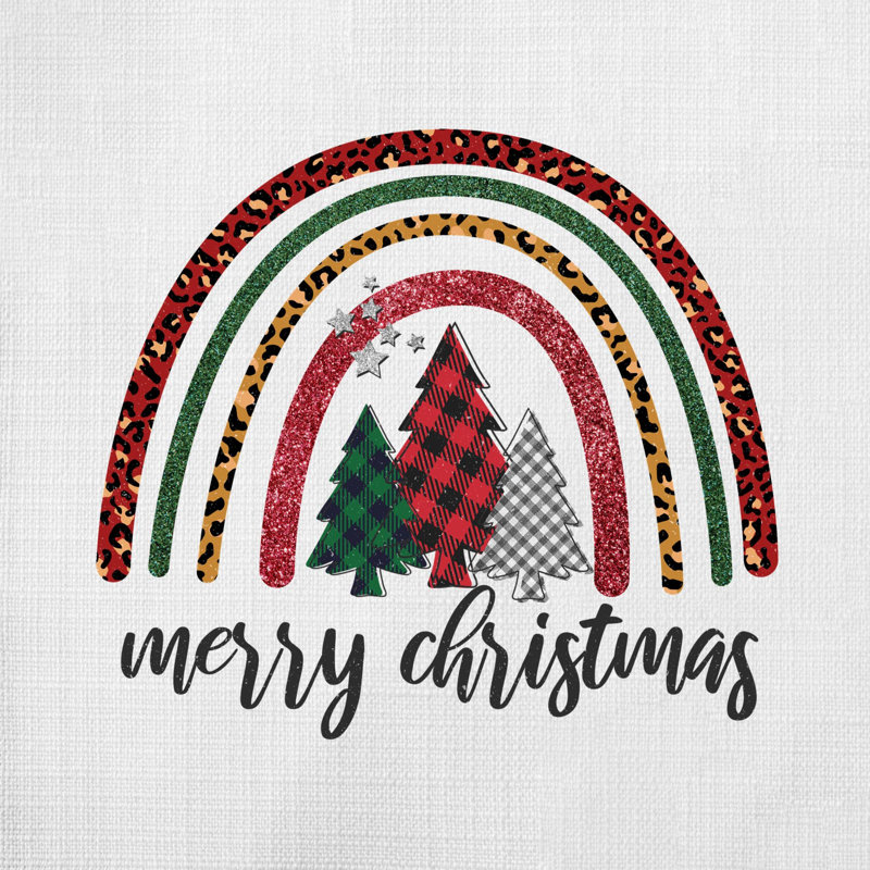 Christmas Rainbow1 Polyester/Polyester Blend Reversible Throw Pillow, 14" x 14"