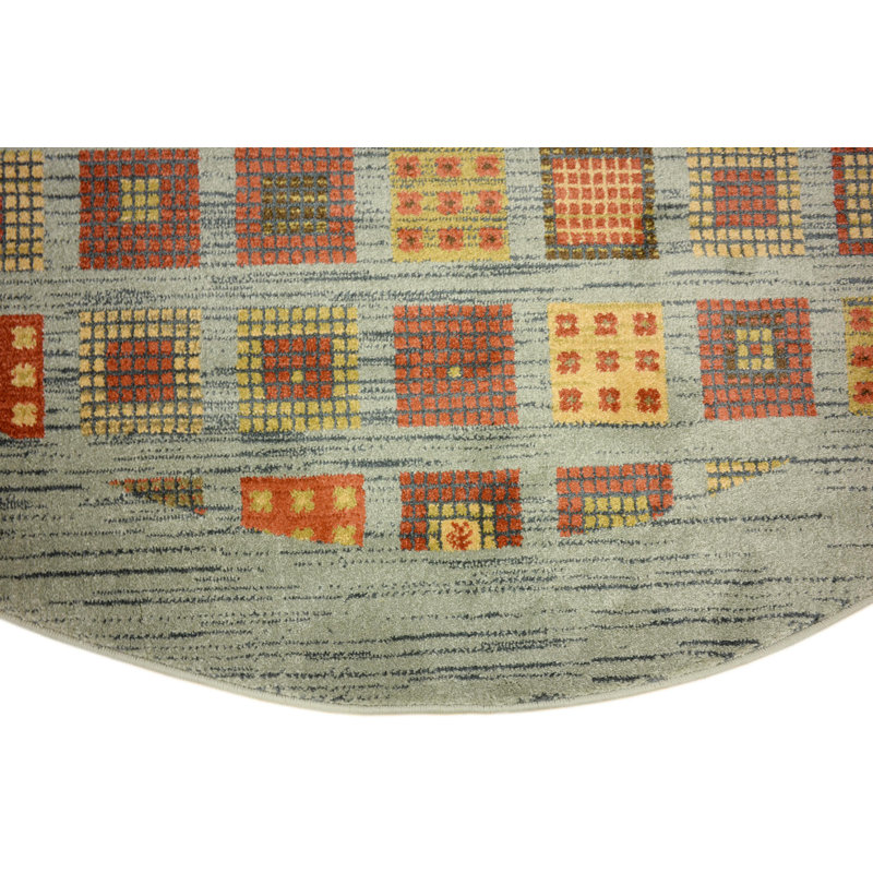 Tapis bleu / vert Abrigail, Rond 6 pi 1 po