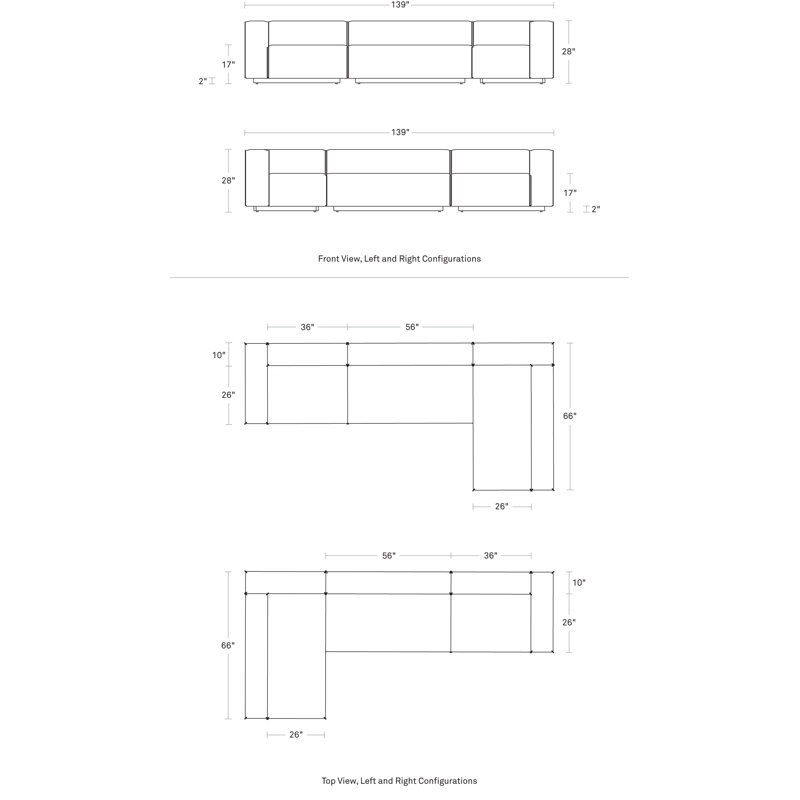 Cleon Modular Sectional, Camel Genuine Leather, Left Hand Facing