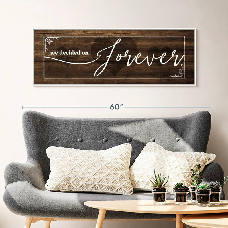 Plaque murale «Forever Love», 46 po x 16 po, Cadre flottant blanc