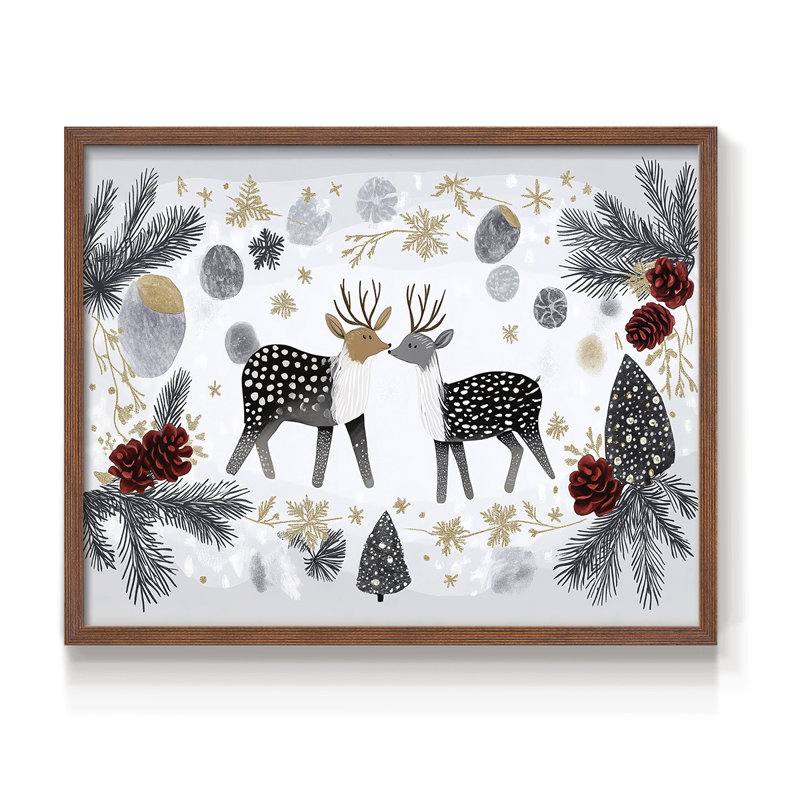 Chirstmas Art-CCLVII -Framed Print - Restickable, H 8 po x l 10 po, Noyer
