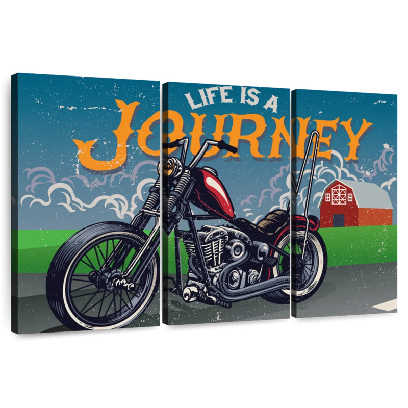 Mehar Life Is A Journey Motorcycle, 42" H x 65" W