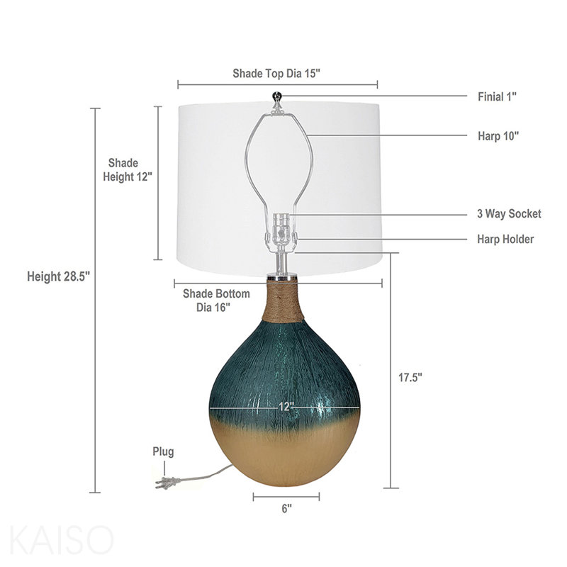 Lampe de table en verre D16x28,5 "