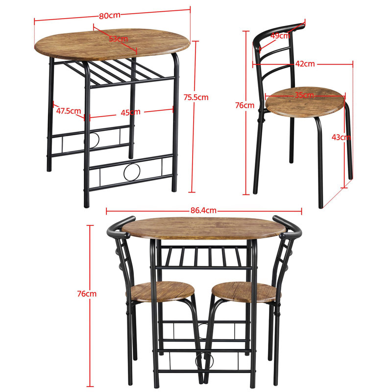 Adhithya 2 - Person Dining Set, Brown/Black