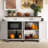 Farmhouse Kitchen Island With Power Outlets, Folding Plates, Spice Rack And Drawers, Includes Wheeled Rolling Cart For Home, Kitchen And Dining Room.-1151269704
