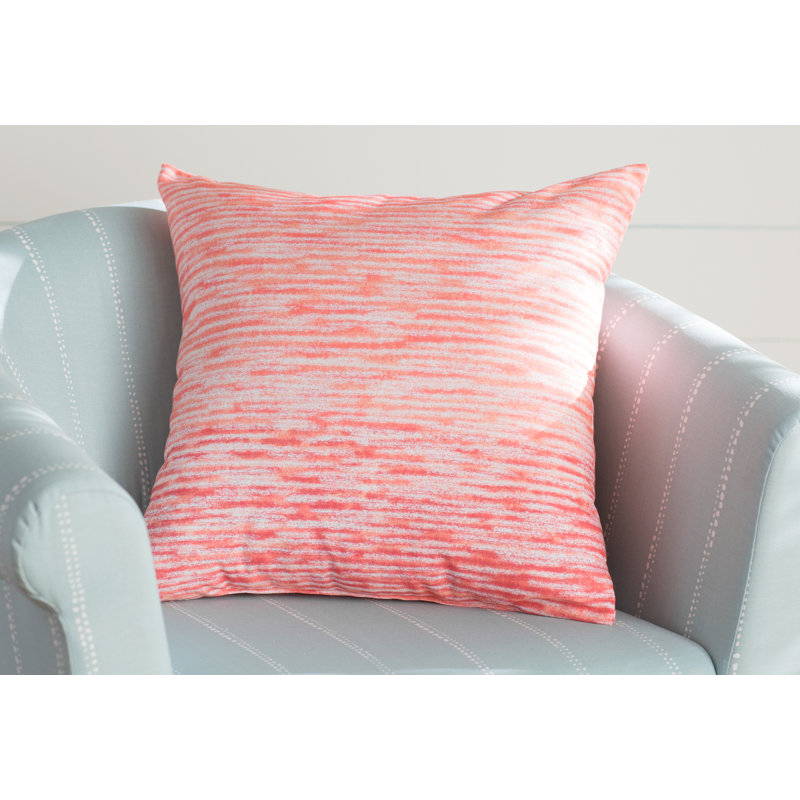 Beach Vacation Striped Reversible Throw Pillow, Coral, 18" H x 18" W