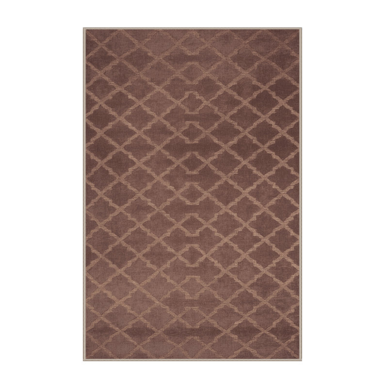 Machine Washable Trellis Brown Area Rug, Rectangle 7' x 9'