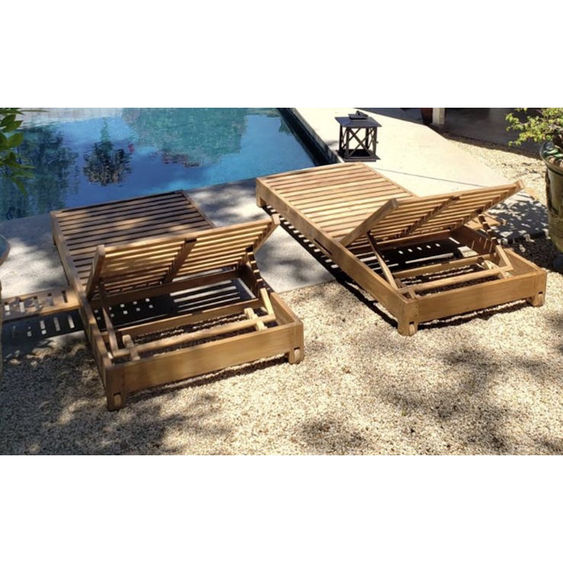 Jess Teak Single Chaise Lounger White Cushions