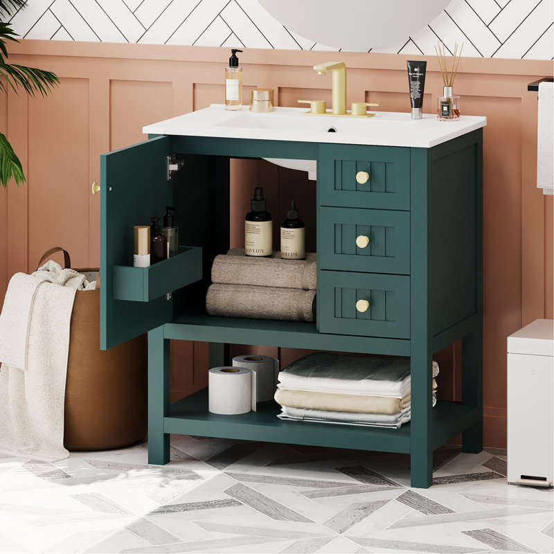 Meuble-lavabo de style transitionnel 30 po avec lavabo en céramique