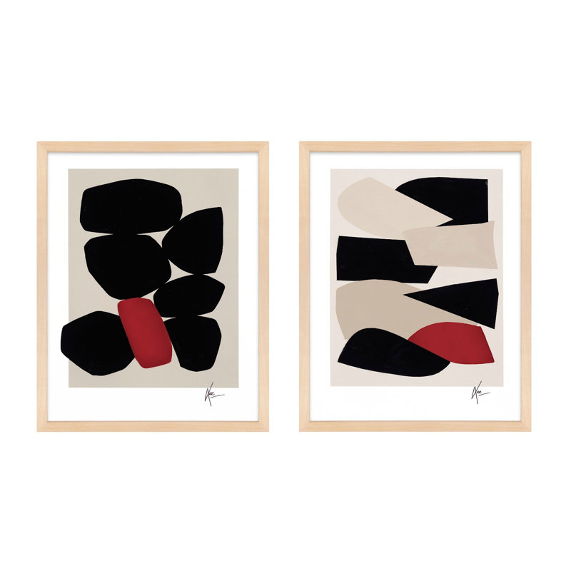 Ink & Jewel Set Of 2 Print by Lee Lessem, 20" H x 16" W x 1.25" D, Brown Framed