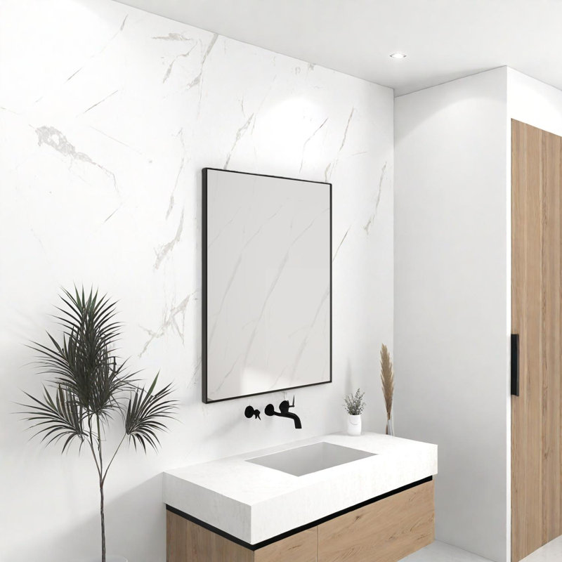 Rectangular Wall Mounted Bathroom Mirror With Aluminum Frame