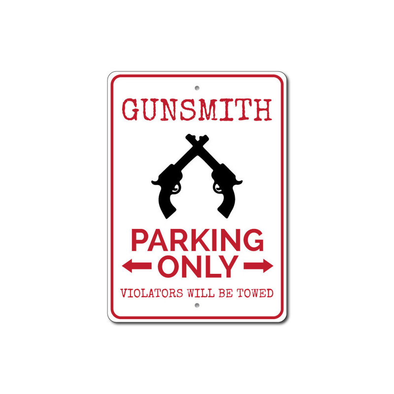 Enseigne en aluminium Gunsmith, H 14 po x l 10 po x P 0,04 po