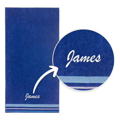Personalized Beach Towels Embroidered | 100% Cotton, Velour, Soft and Oversized 35" x 70"