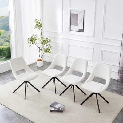 Ensemble de 4 chaises de salle à manger pivotantes et confortables, chaises de cuisine en métal avec revêtement en cuir résistant aux rayures Goldmesh et dossier haut (gris clair, ensemble de 4)