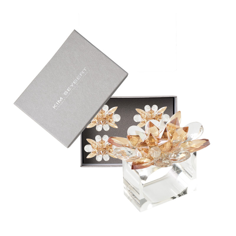Spectra Napkin Ring Set, Champagne/Crystal