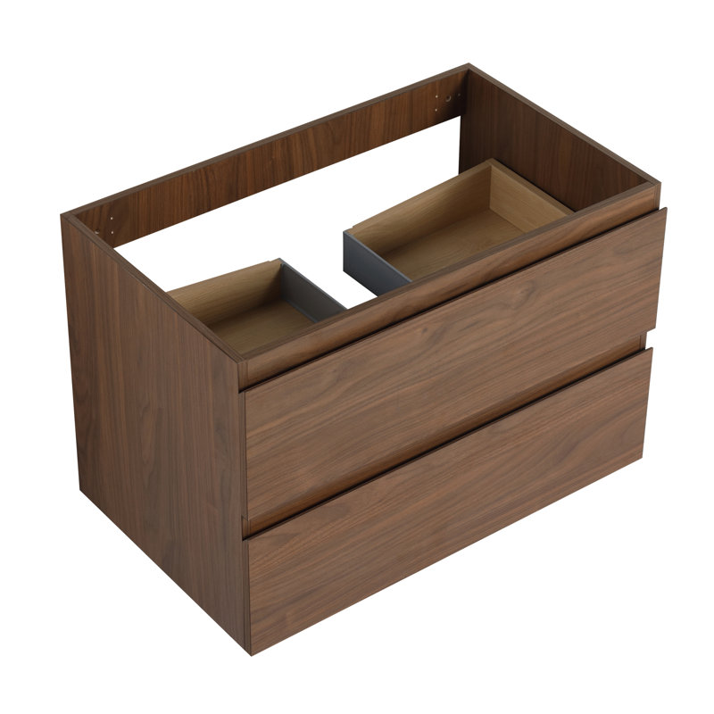 Meuble-lavabo moderne 30 po - Finition chêne brun et commode spacieuse avec beaucoup de tablettes, Brun