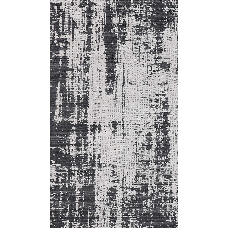 Abstract Area Rug in Charcoal/Silver, Rectangle 6' x 9'