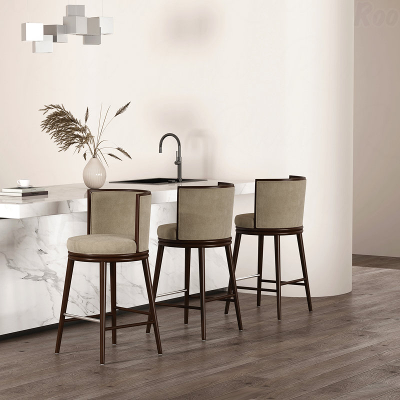 Tabouret de bar pour les salons modernes, Beige, H 40,6 po x l 20,9 po x P 21,7 po