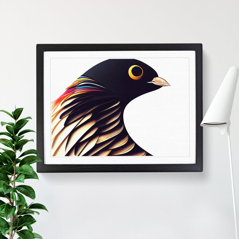 Intriguing Bird Abstract - Single Picture Frame Print, Black, 34cm H x 46cm W x 2cm D
