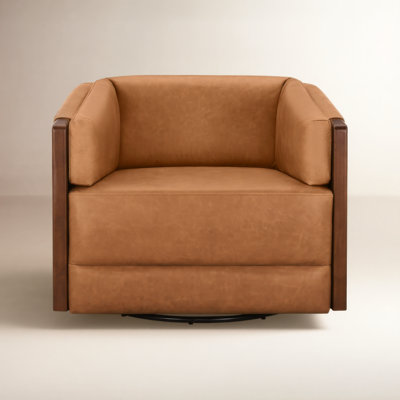 Willsboro Genuine Leather Swivel Accent Chair