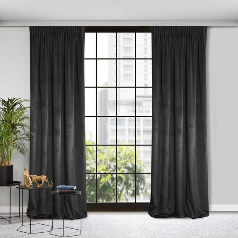 D91 Rosa Slot Top Blackout Curtain, Black