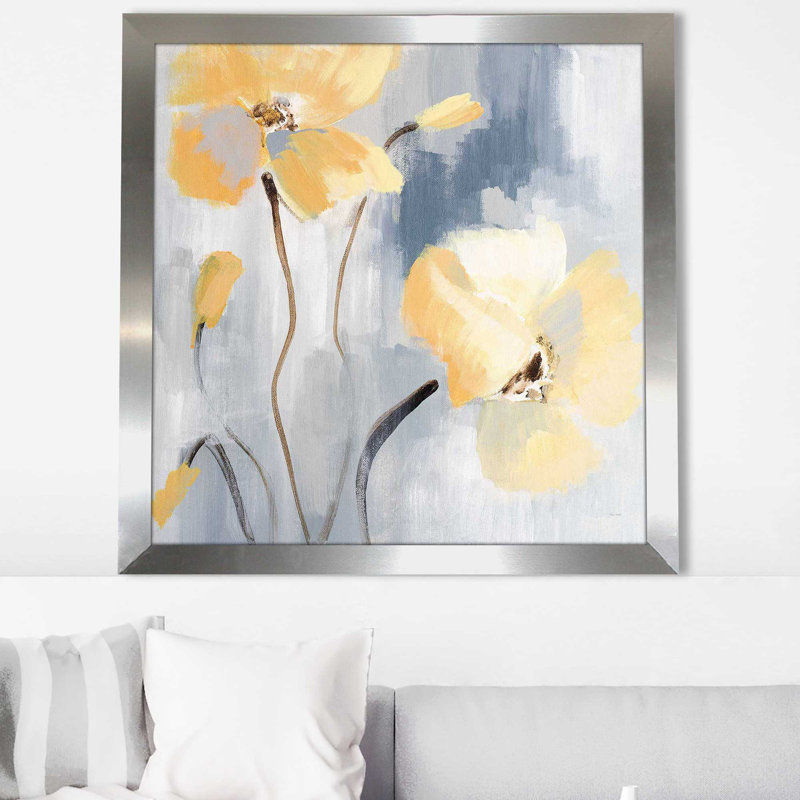 «Blossom Beguile I» par Lanie Loreth - Peinture, Encadrement argenté, H 37,5 po x l 37,5 po x P 1 po
