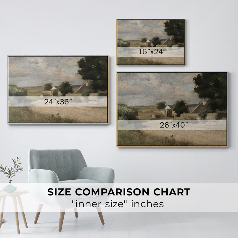 " Vintage Landscape - CDXLVI ", Natural Floater Framed Canvas, 17" H x 25" W