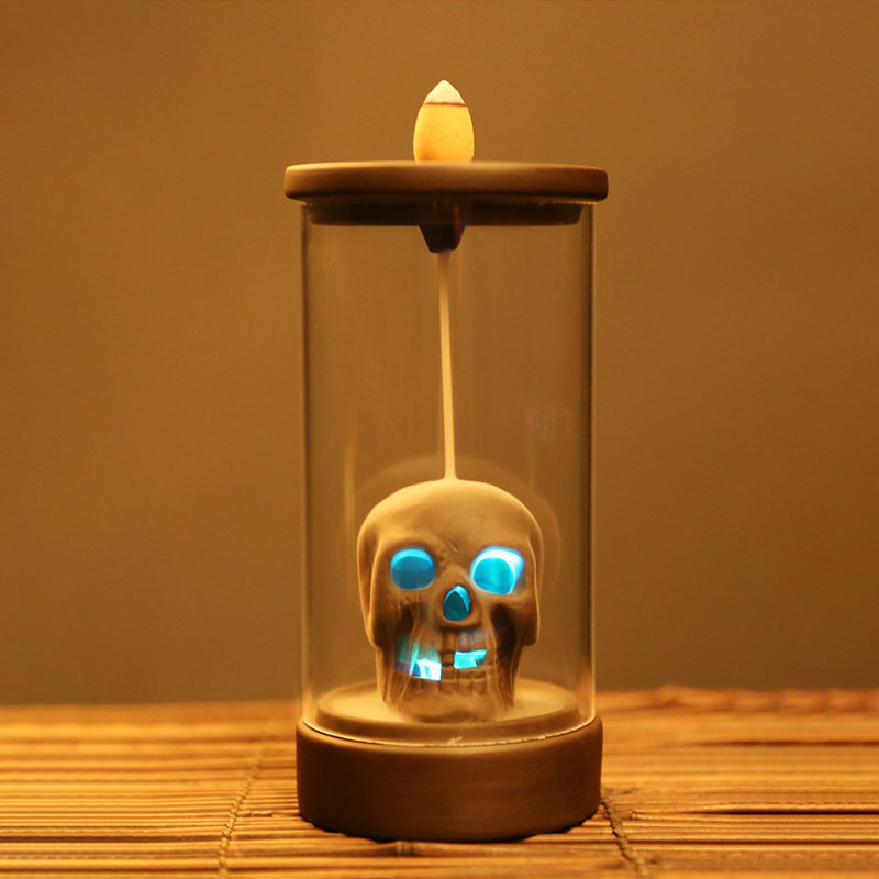 Skull Ceramic Incense Holder with 45 Cones