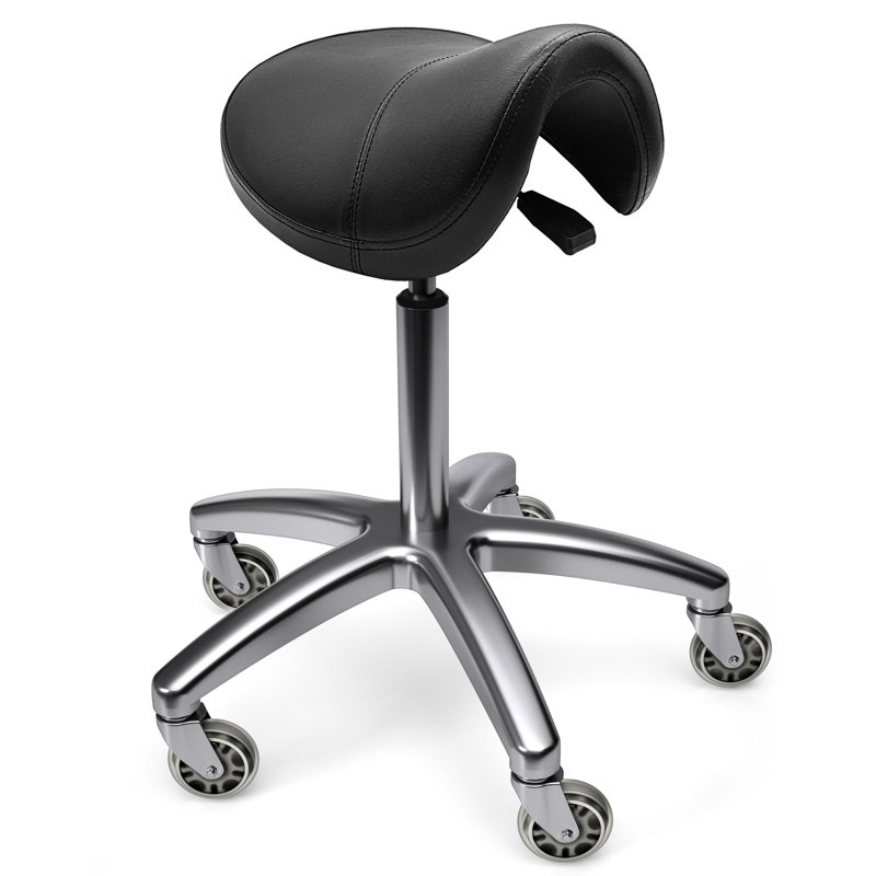 Ergonomic Saddle Stool with Padded Seat, Adjustable Height, Heavy-duty Wheels