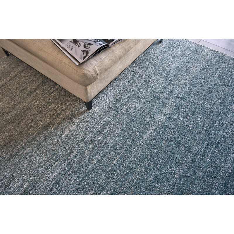 Rectangle Plush Solid Color Hand-Knotted Wool Area Rug in Gray, Rectangle 8' x 10'
