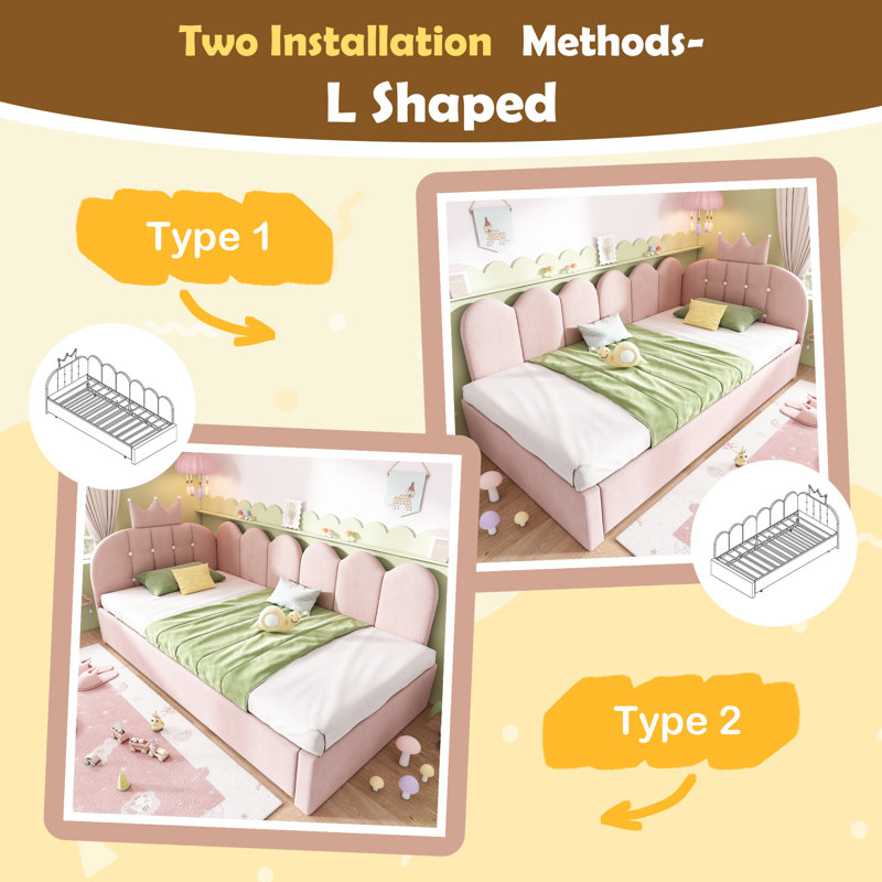 Upholstered Daybed, Pink