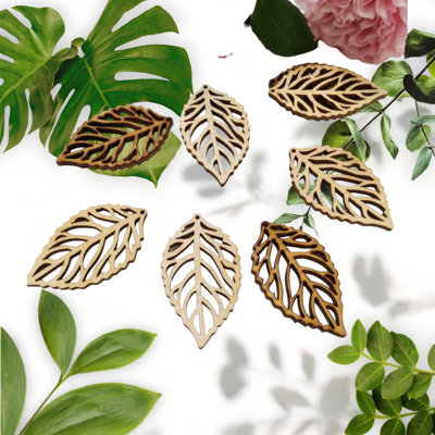 30pcs Natural Wood Leaf Earring Blanks 2"