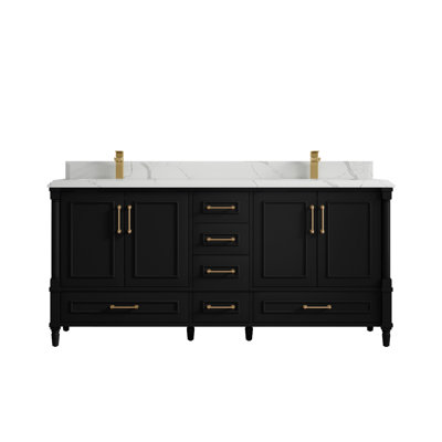 Aberdeen 72'' Double Bathroom Vanity with Quartz Top